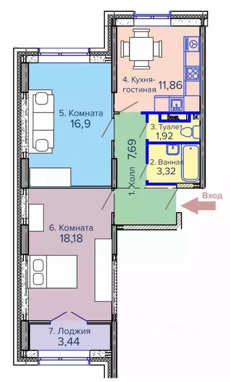 2-к кв. Пермский край, Березники  (63.31 м) - Фото 1