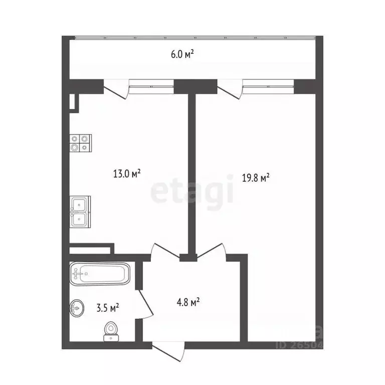 1-к кв. Севастополь ул. Колобова, 22/3 (41.1 м) - Фото 1