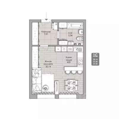 1-к кв. Новосибирская область, Новосибирск Автогенная ул., 75 (37.3 м) - Фото 0