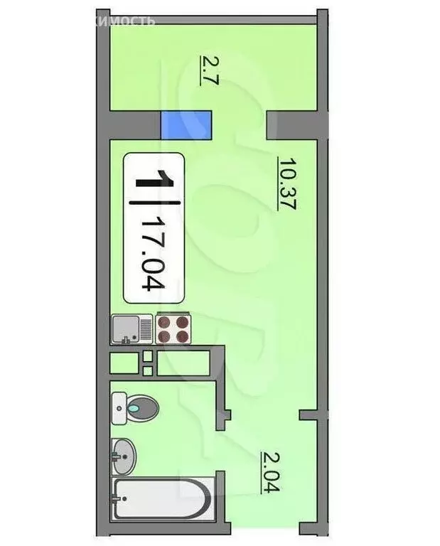 Квартира-студия: Тюмень, Интернациональная улица, 199к4 (15.8 м) - Фото 0