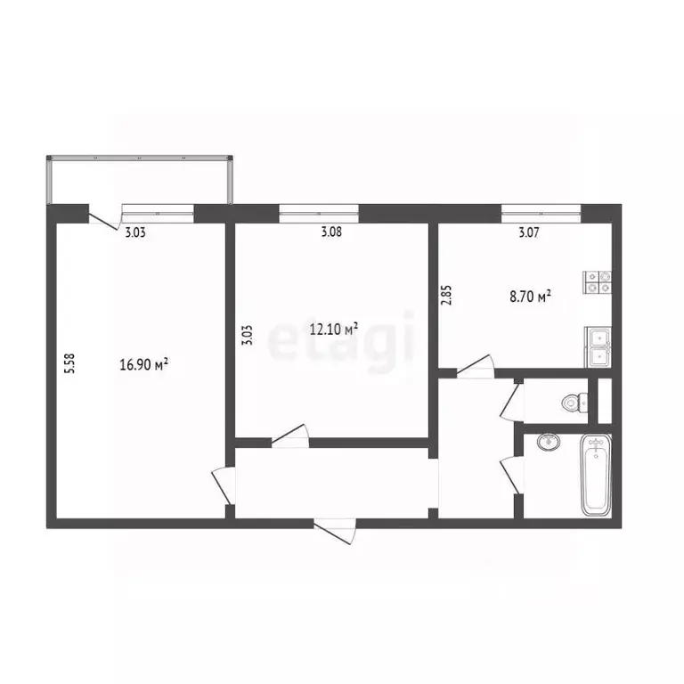 2-к кв. Тюменская область, Тюмень Восточный мкр, ул. Моторостроителей, ... - Фото 1