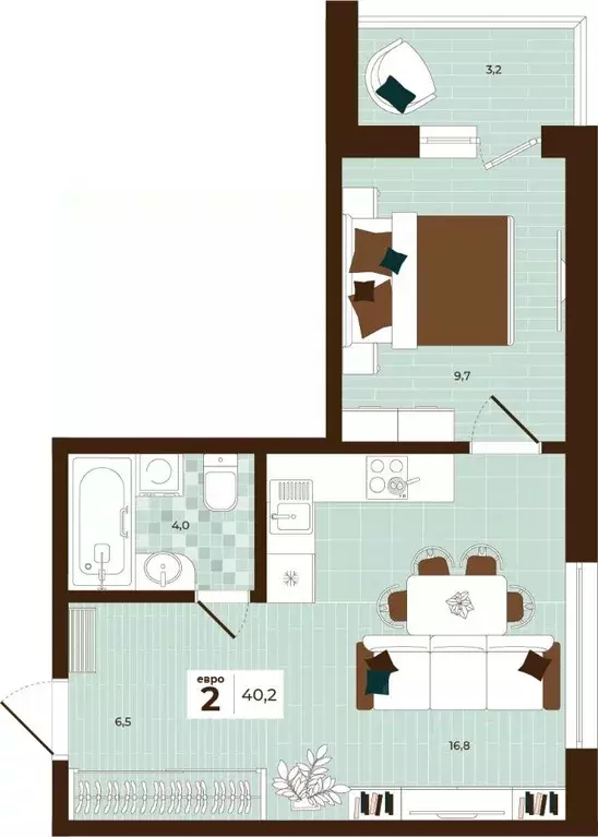 2-к кв. Тульская область, Тула ул. Академика Насоновой, 3 (40.2 м) - Фото 1