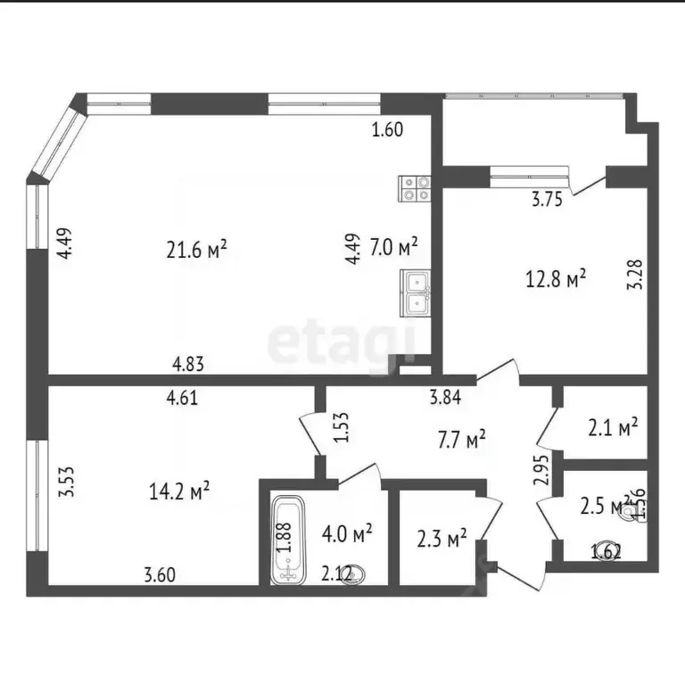 3-к кв. Пермский край, Пермь ул. Луначарского, 97 (74.2 м) - Фото 1
