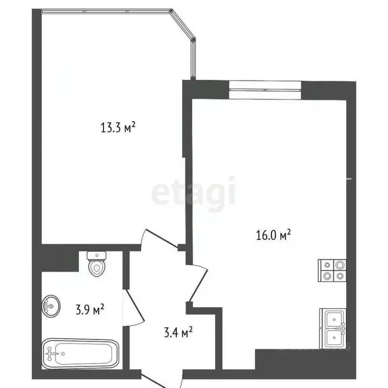 1-к кв. Краснодарский край, Анапа Анапское ш., 32к6 (35.6 м) - Фото 2