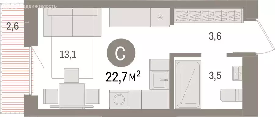 Квартира-студия: Новосибирск, улица Аэропорт (22.68 м) - Фото 1