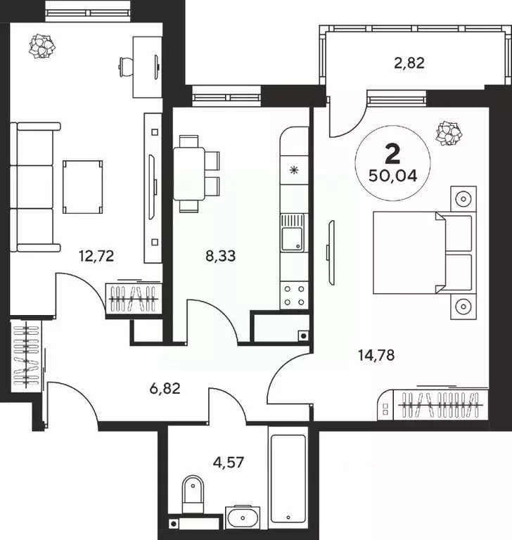 2-к кв. Ростовская область, Ростов-на-Дону ул. Нансена, 107/5 (49.9 м) - Фото 0