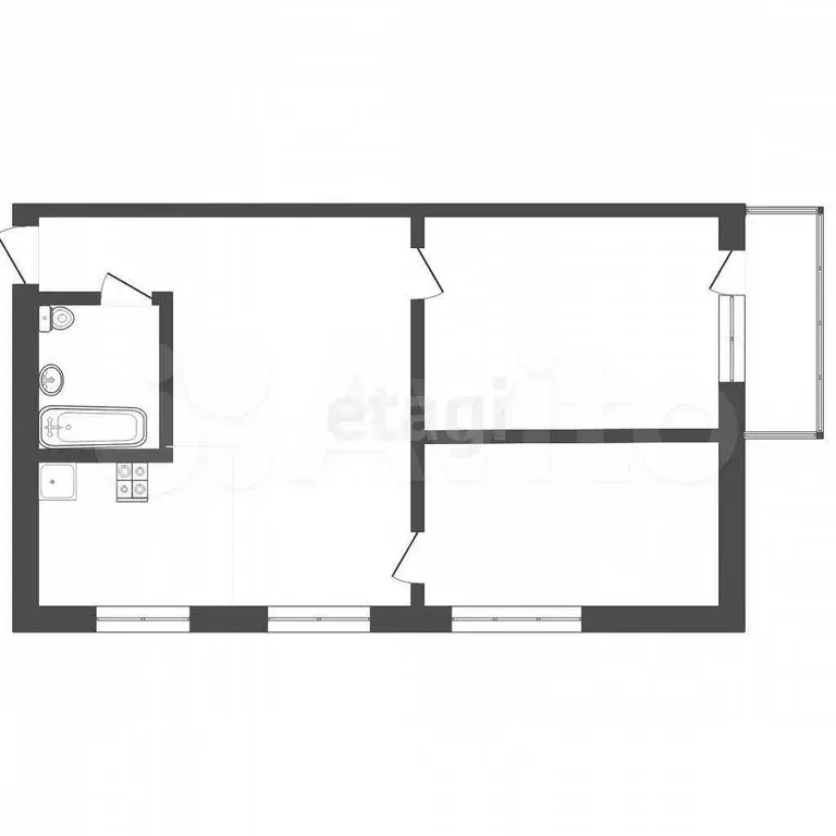 3-к. квартира, 52,4 м, 1/6 эт. - Фото 0