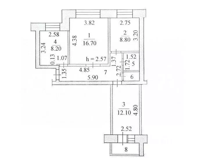 3-к кв. Чувашия, Чебоксары ул. Ахазова, 5 (62.0 м) - Фото 2