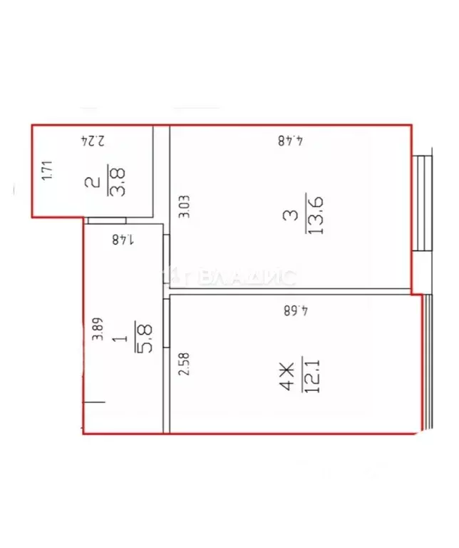 1-к кв. Калининградская область, Гурьевский муниципальный округ, пос. ... - Фото 2