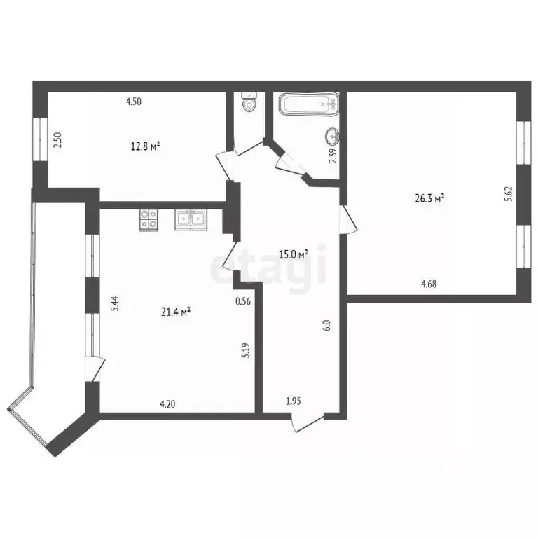 2-к кв. Омская область, Омск Почтовая ул., 6 (83.6 м) - Фото 1