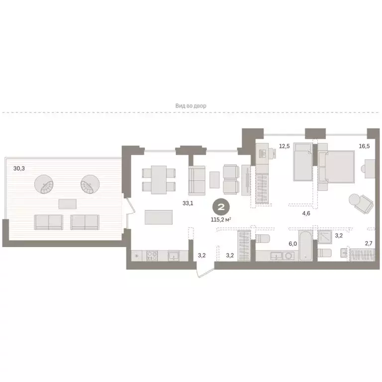 2-комнатная квартира: Тюмень, Причальная улица, 7 (115.21 м) - Фото 1
