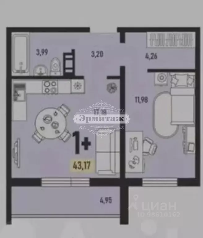 1-к кв. Курганская область, Курган Заозерный жилрайон, 12-й мкр, 26 ... - Фото 2