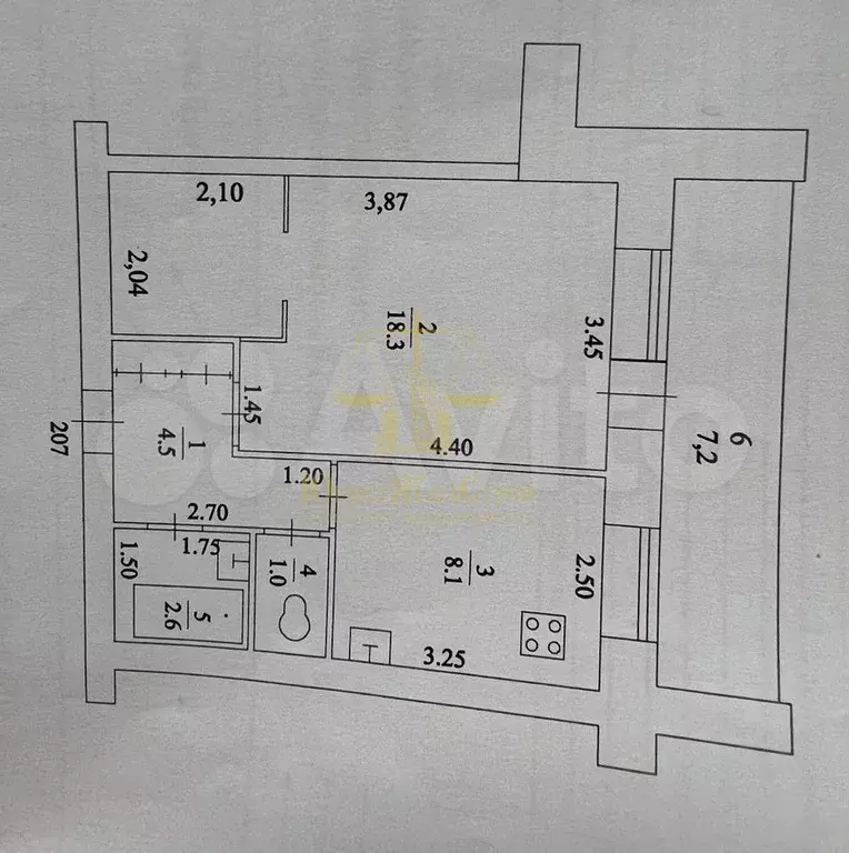 1-к. квартира, 38 м, 5/9 эт. - Фото 0