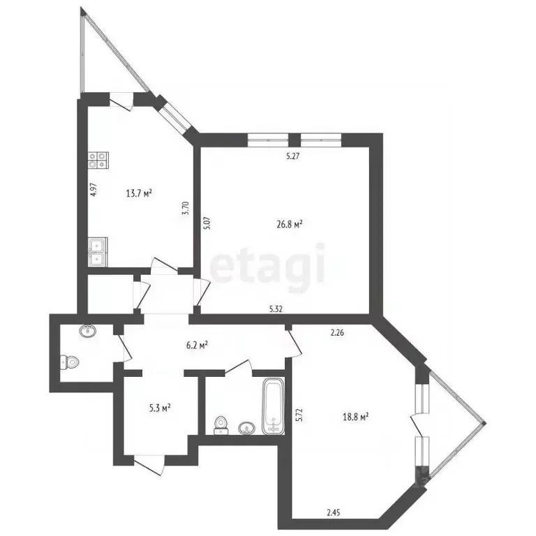 2-к кв. Вологодская область, Вологда ул. Леденцова, 11А (82.1 м) - Фото 2