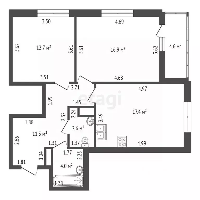 2-к кв. Санкт-Петербург Малая Митрофаньевская ул., 8к1 (64.9 м) - Фото 1