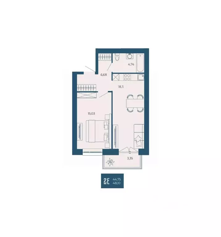 2-к кв. Пензенская область, Пенза ул. Тепличная, 55 (48.1 м) - Фото 1