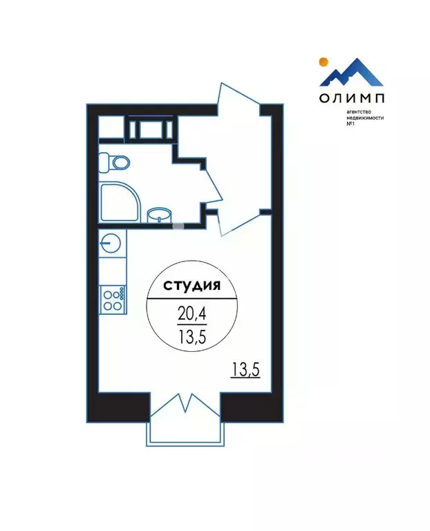 Студия Ярославская область, Ярославль ул. Городской Вал, 15к2 (20.4 м) - Фото 2