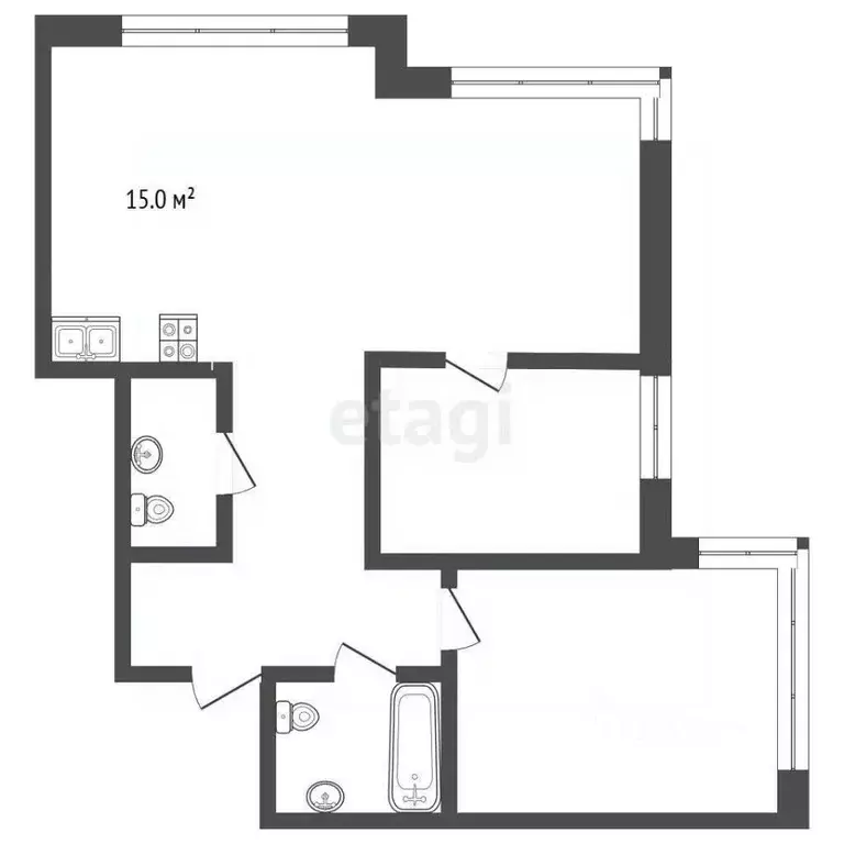 2-к кв. Кемеровская область, Кемерово ул. Дружбы, 28/5 (69.0 м) - Фото 1