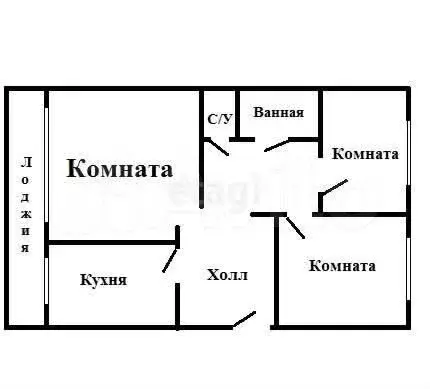 3-к. квартира, 58,3 м, 1/2 эт. - Фото 0