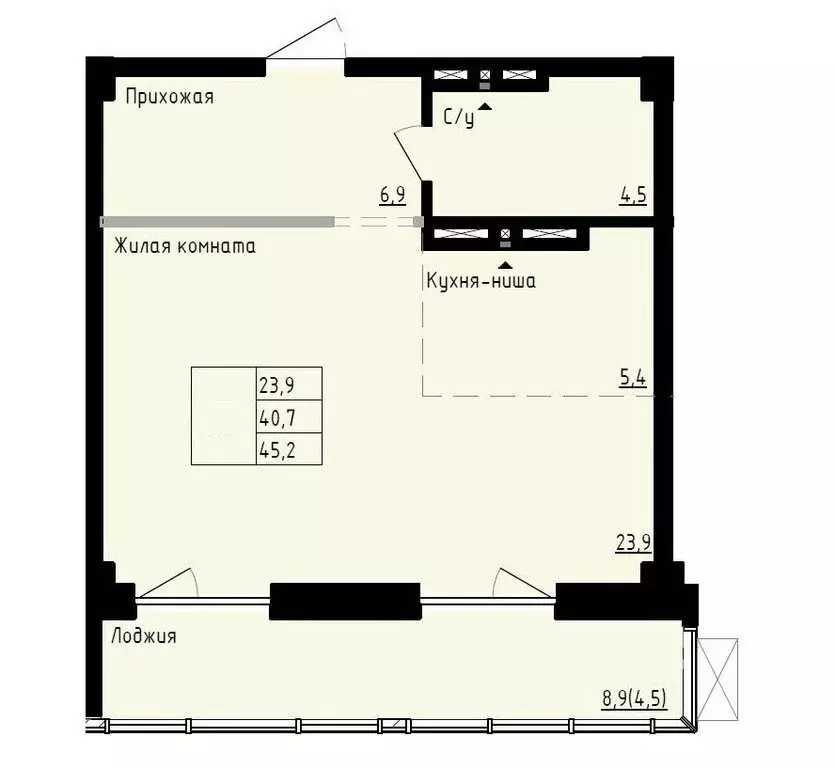 Квартира-студия: Владивосток, улица Полковника Фесюна (45.2 м) - Фото 1