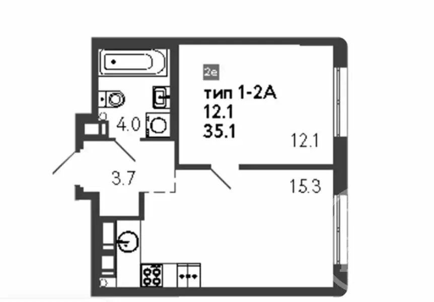 1-комнатная квартира: Санкт-Петербург, улица Шостаковича, 3к1 (35.1 м) - Фото 1