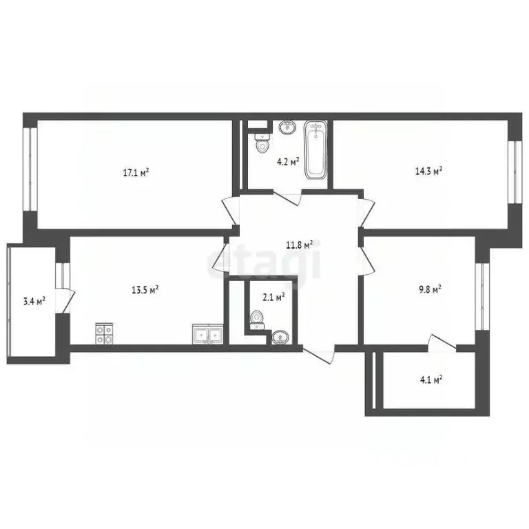 3-к кв. Московская область, Мытищи ул. 2-я Институтская, 14 (78.4 м) - Фото 1