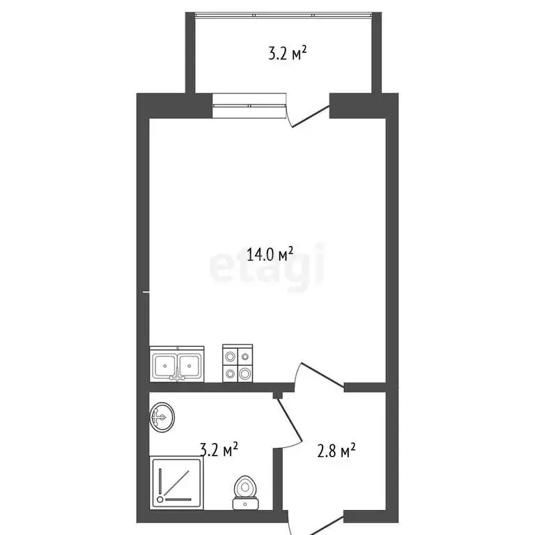 Квартира-студия: посёлок Красный Бор, Заволжская улица, 10 (22 м) - Фото 1