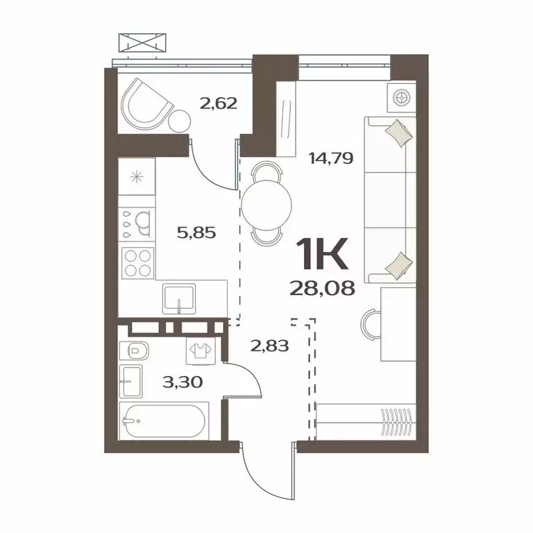 1-комнатная квартира: Владивосток, улица Коммунаров, 15к4 (26.6 м) - Фото 1