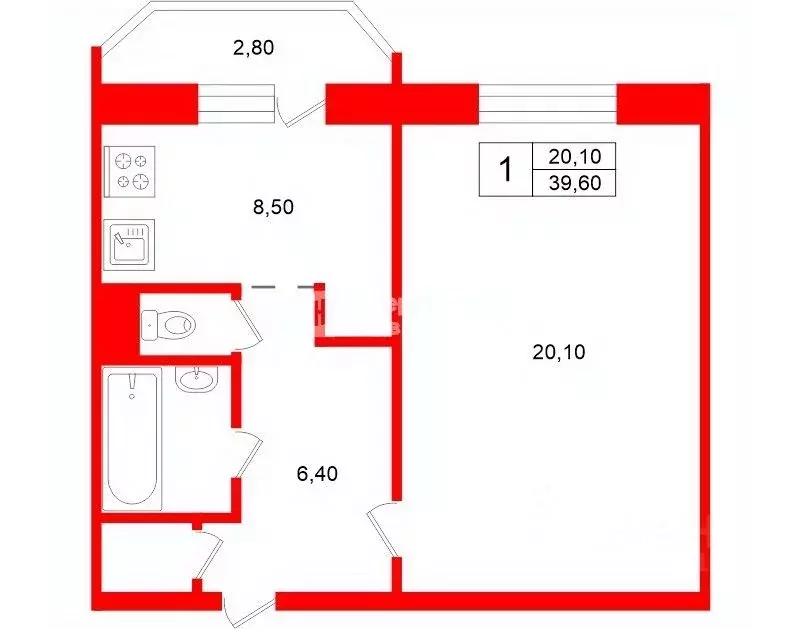 1-к кв. Санкт-Петербург Приморский просп., 161 (39.6 м) - Фото 2