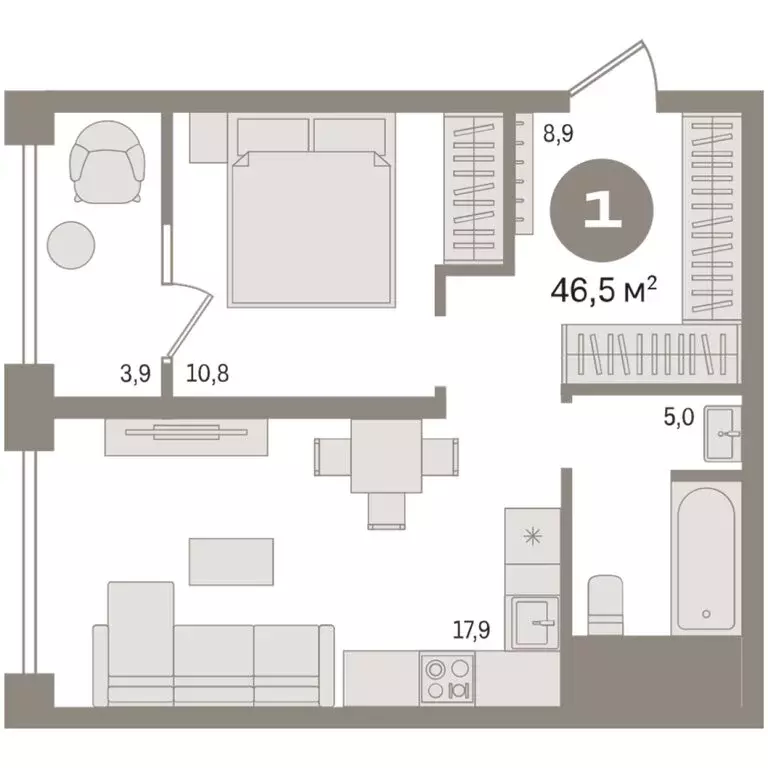 1-комнатная квартира: Новосибирск, жилой комплекс Мылзавод (46.53 м) - Фото 2