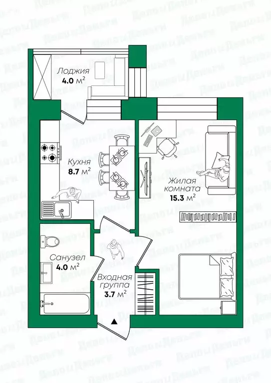 1-комнатная квартира: Киров, улица Дмитрия Козулева, 2к5 (35.4 м) - Фото 2