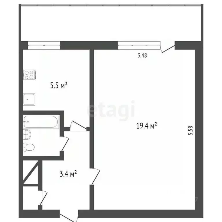 1-к кв. Севастополь ул. Павла Корчагина, 30 (31.3 м) - Фото 2