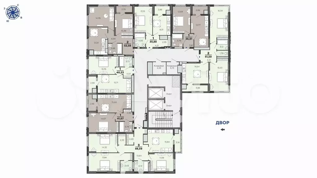 3-к. квартира, 88,6 м, 21/25 эт. - Фото 1