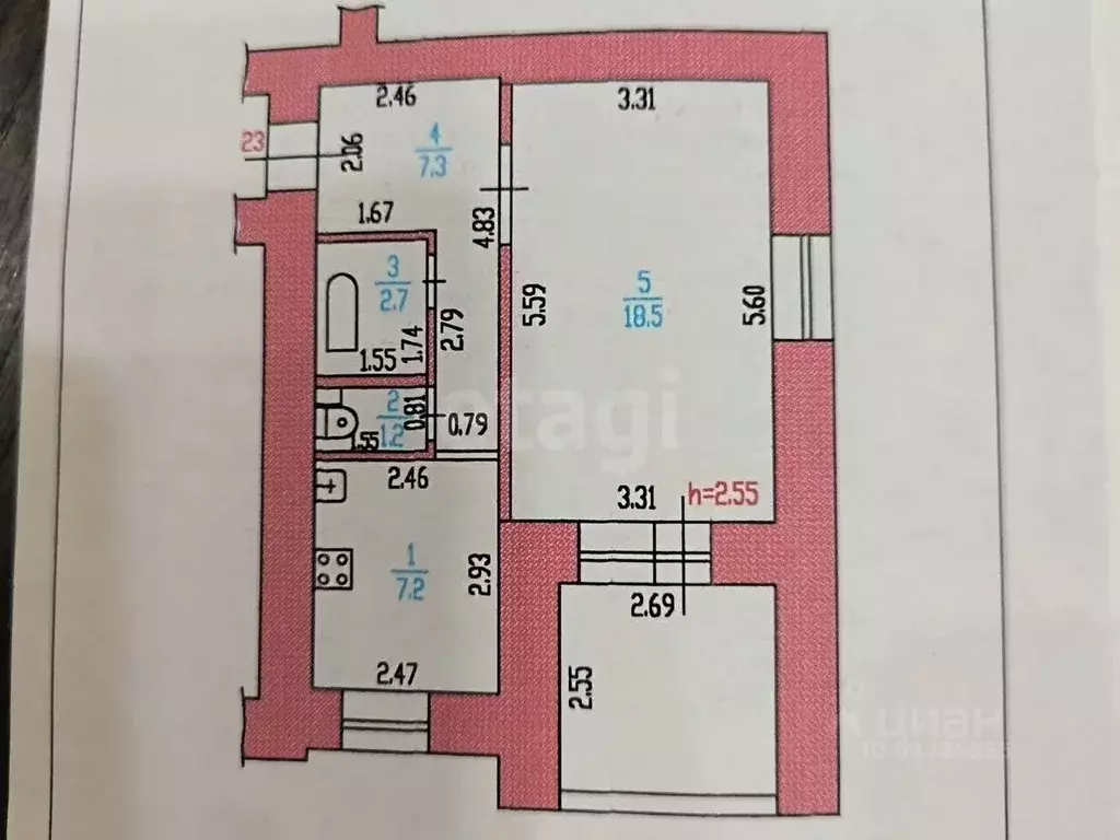 1-к кв. Алтайский край, Барнаул ул. Попова, 93 (37.0 м) - Фото 2