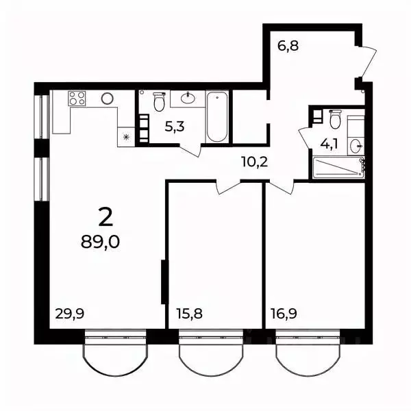 2-к кв. Нижегородская область, Нижний Новгород ул. Воровского, 8 (89.5 ... - Фото 1