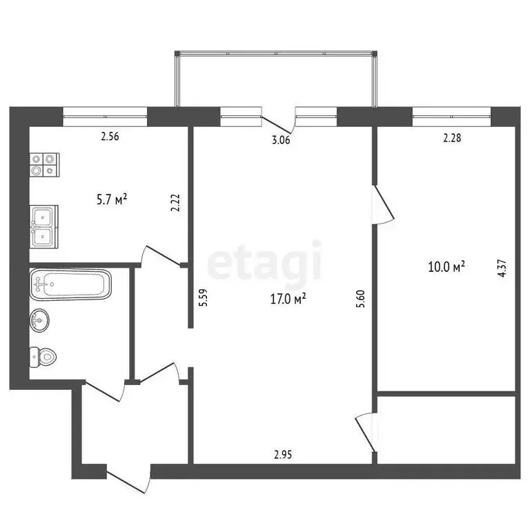 2-комнатная квартира: Челябинск, Каслинская улица, 27А (42 м) - Фото 1