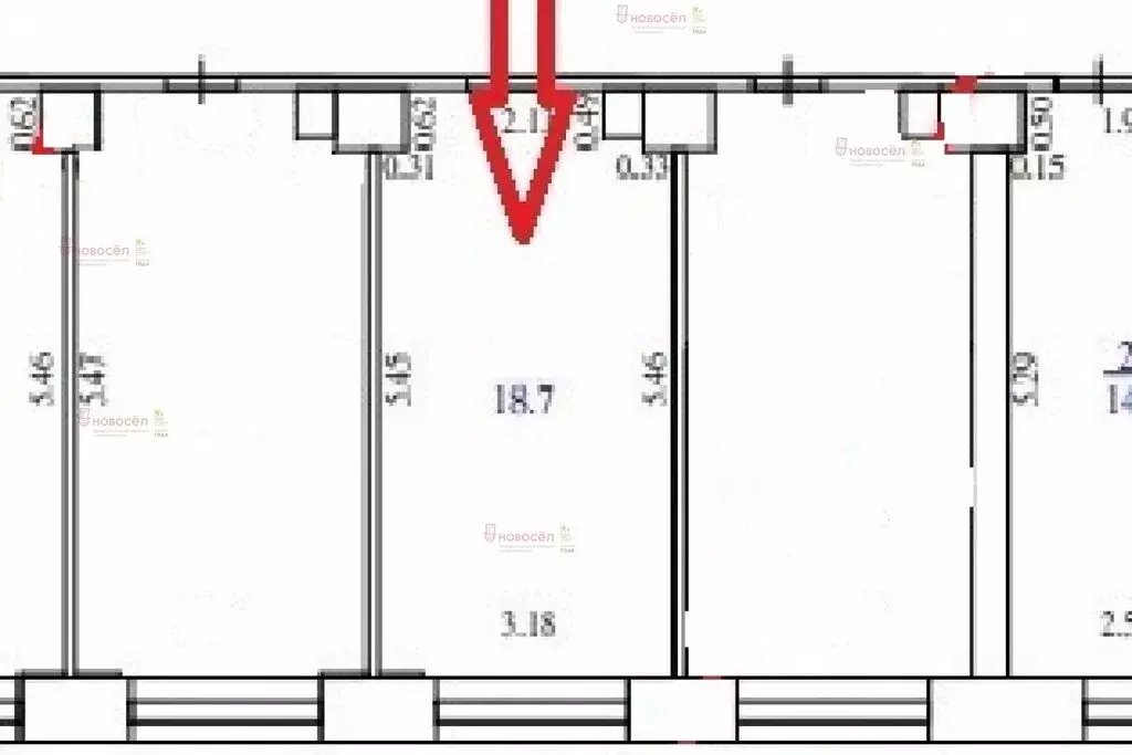 1к в -комнатной квартире (18.6 м) - Фото 1
