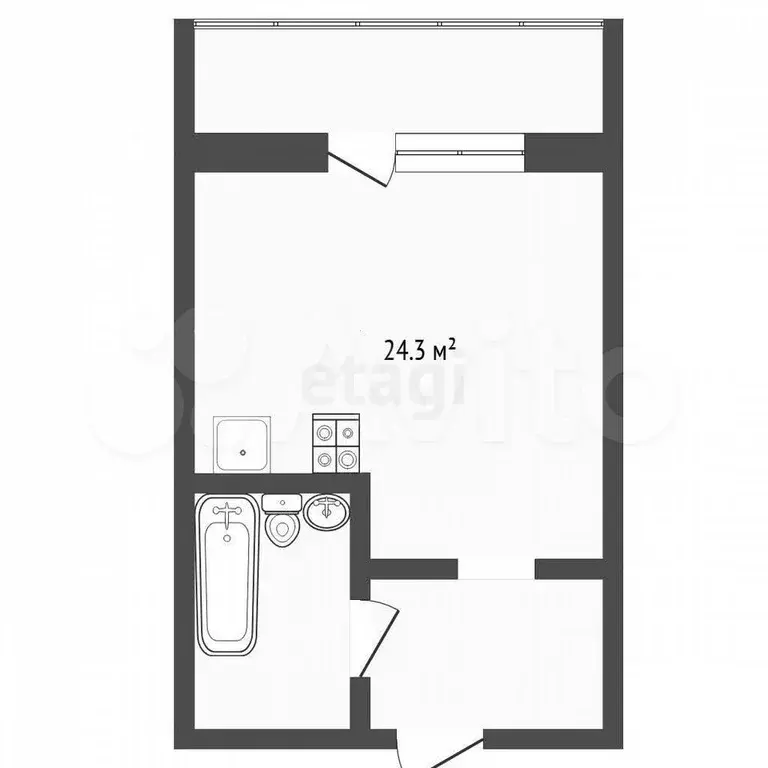 Квартира-студия, 24,3 м, 9/16 эт. - Фото 0