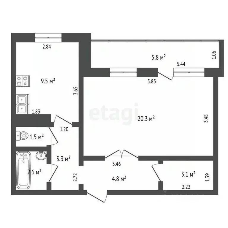 2-к кв. Ханты-Мансийский АО, Нягань Интернациональная ул., 141 (45.1 ... - Фото 0