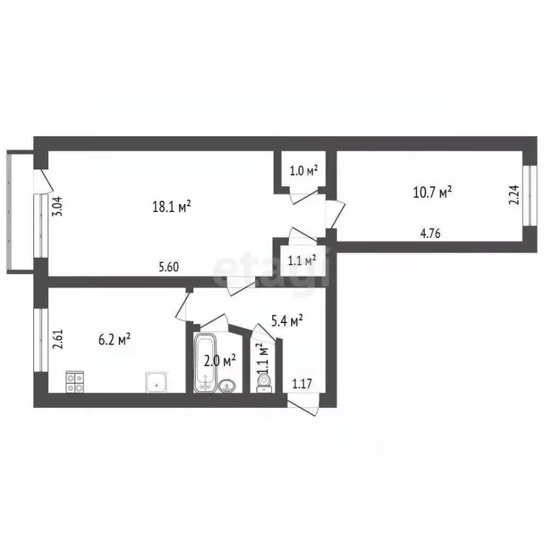 2-к кв. Севастополь ул. Федоровская, 43 (45.9 м) - Фото 2