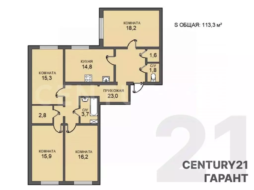 4-к кв. Санкт-Петербург Ленинский просп., 53к1 (113.3 м) - Фото 2