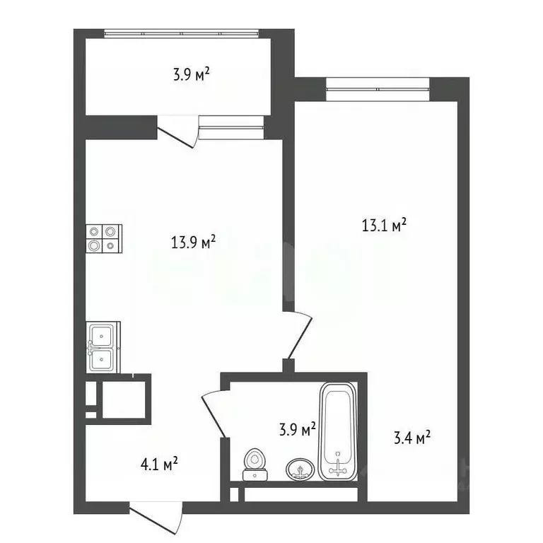 1-к кв. Тюменская область, Тюмень ул. Разведчика Кузнецова, 16 (38.5 ... - Фото 2
