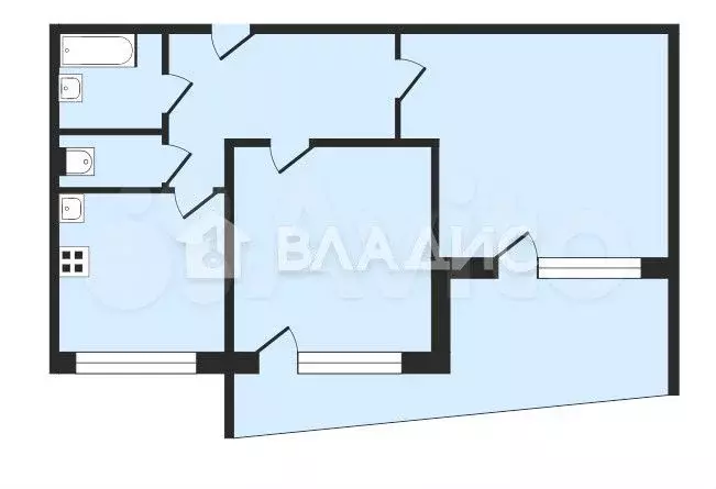 2-к. квартира, 51 м, 1/9 эт. - Фото 0