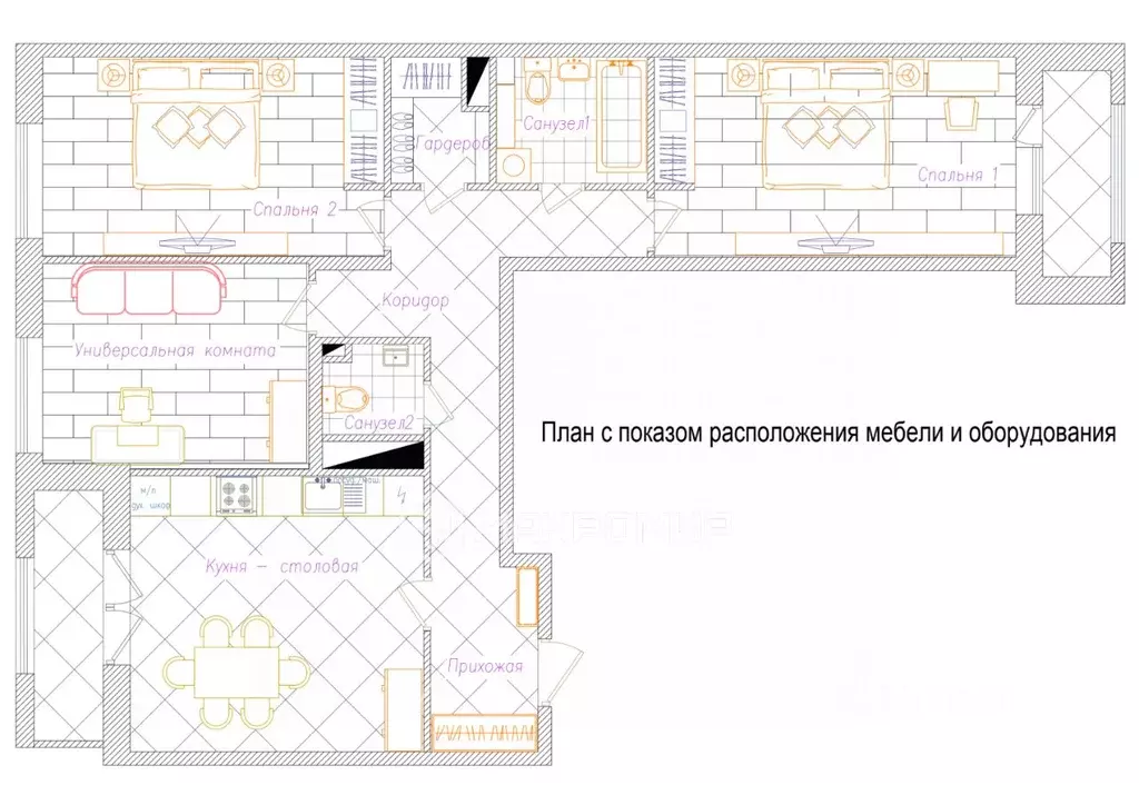 3-к кв. Санкт-Петербург Уральская ул., 25 (85.0 м) - Фото 2