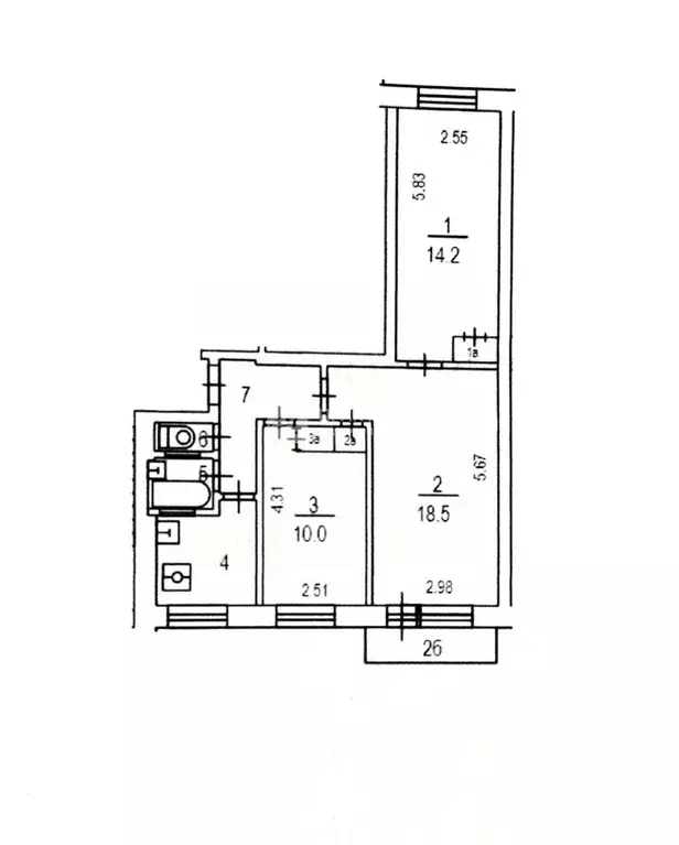 3-к кв. Москва ул. Приорова, 1 (58.0 м) - Фото 2