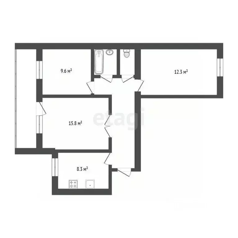 3-к кв. Тюменская область, Тюмень Депутатская ул., 129 (59.9 м) - Фото 1