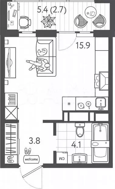 Квартира-студия, 26,5 м, 19/24 эт. - Фото 0