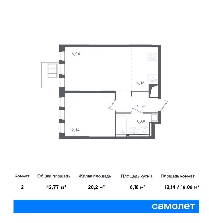 1-комнатная квартира: деревня коробово, жилой комплекс горки парк, . - Фото 0