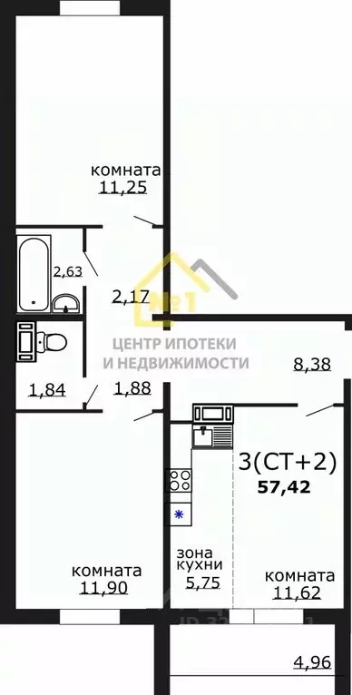 2-к кв. Челябинская область, Челябинск ул. Маршала Чуйкова, 30 (59.34 ... - Фото 0