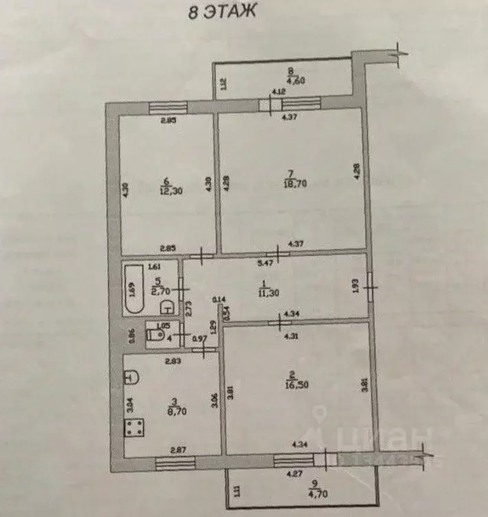 3-к кв. Тамбовская область, Тамбов Полынковская ул., 65А (71.1 м) - Фото 1